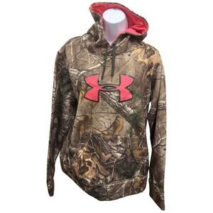 Under Armour Womens XL Realtree Pink Camo Pocket Pullover Hunting Mossy Oak